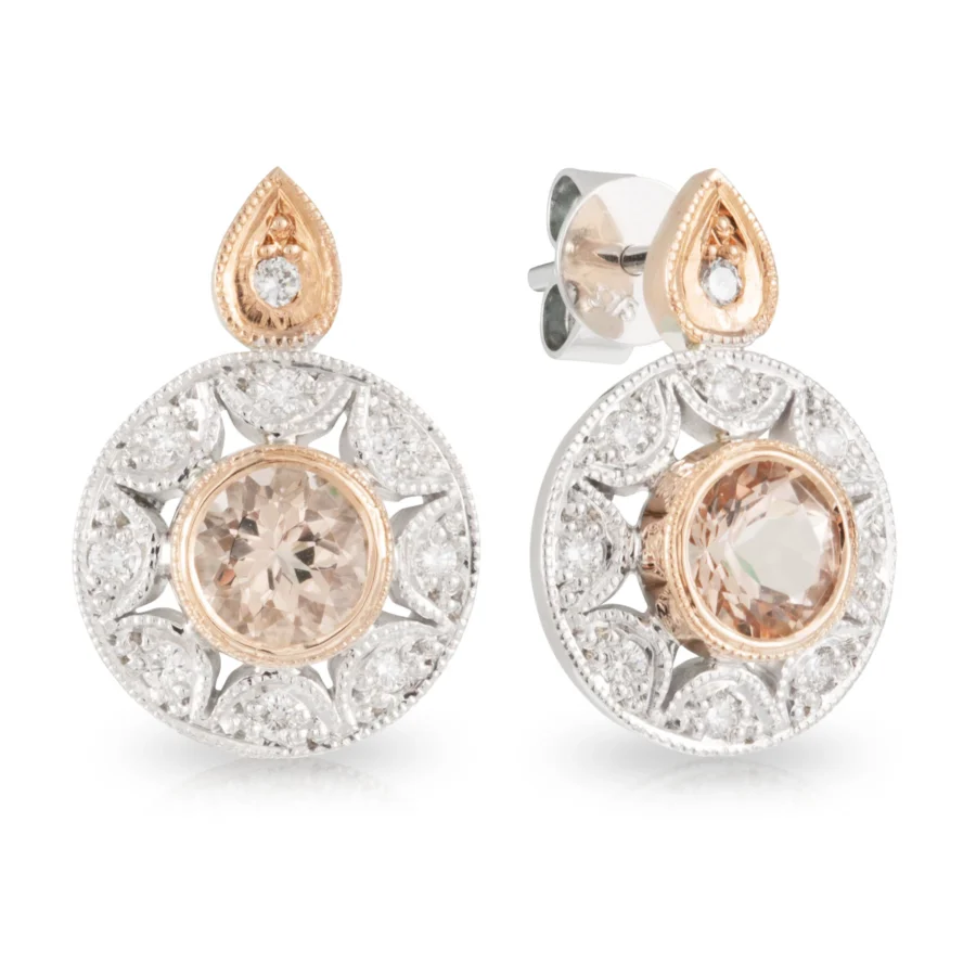 Olivia Morganite and Diamond Earrings