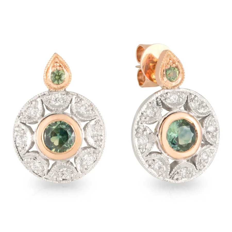 Olivia Parti Sapphire and Diamond Halo Studs
