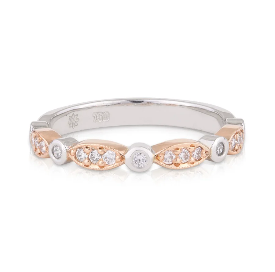Olivia Rose and White Gold Art Deco Diamond Wedding Band