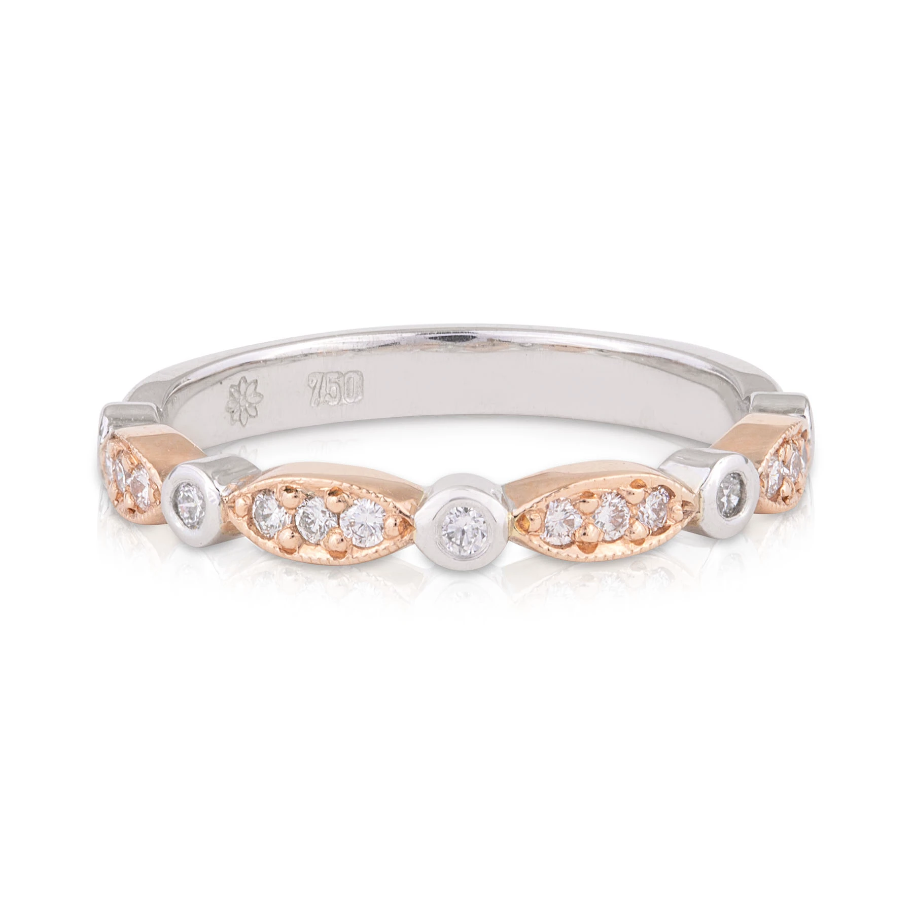 Olivia Rose and White Gold Art Deco Diamond Wedding Band