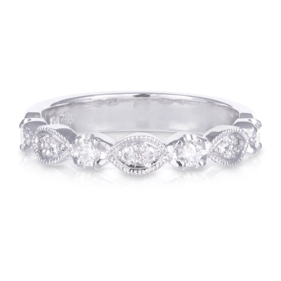 Olivia White Gold Art Deco Diamond Wedding Band