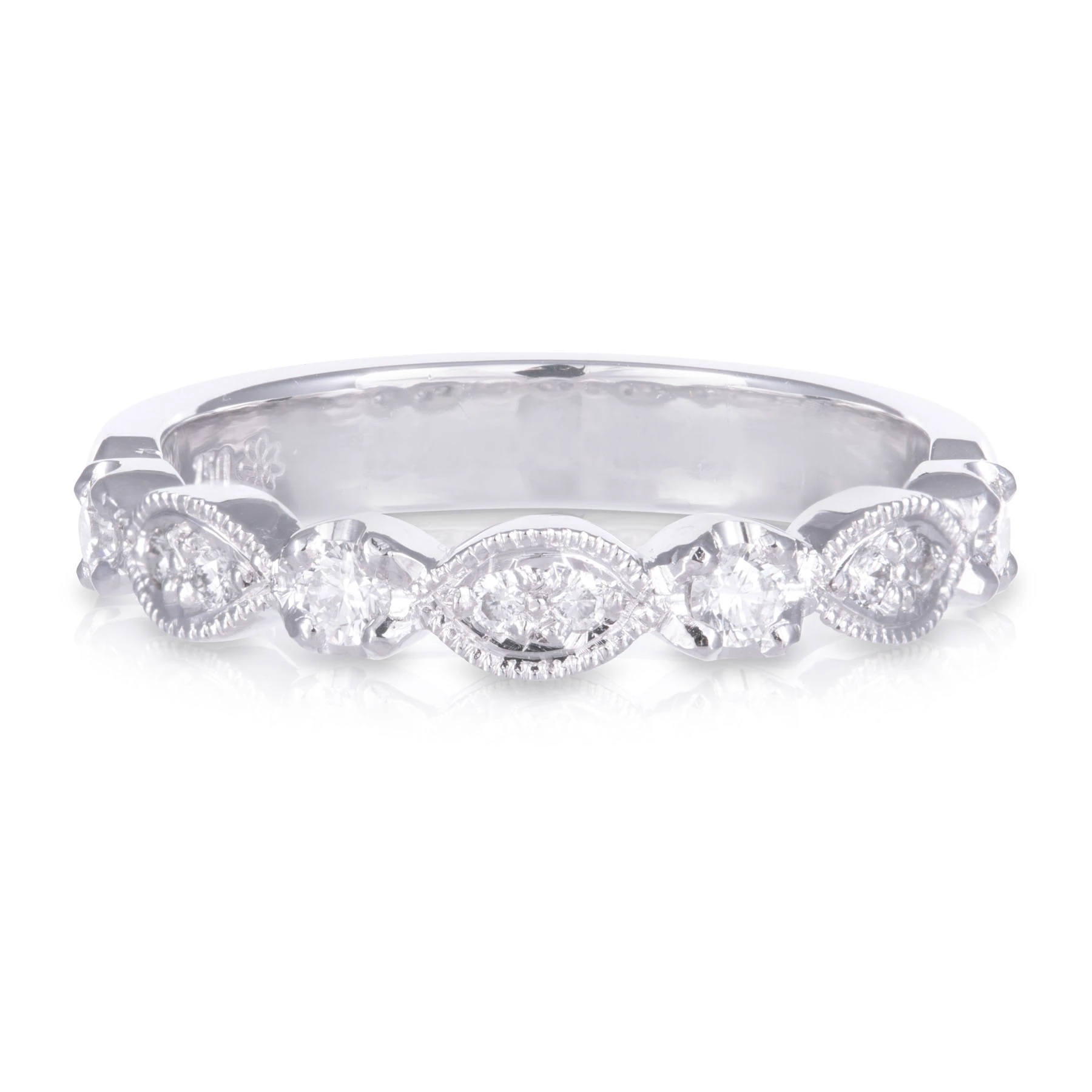Olivia White Gold Art Deco Diamond Wedding Band