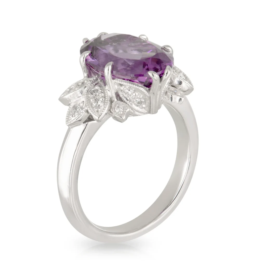 Oval Amethyst Wings Ring Side