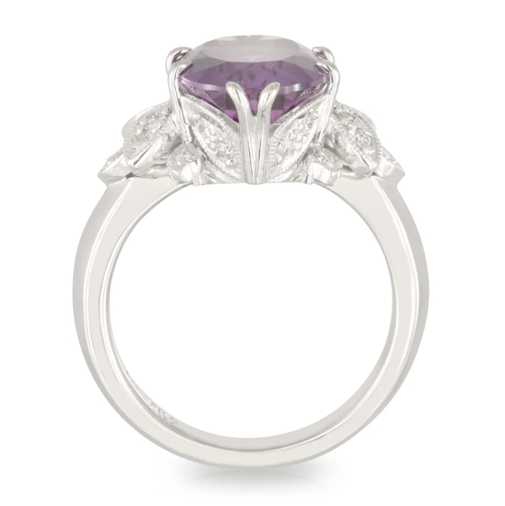 Oval Amethyst Wings Ring Sitting Up