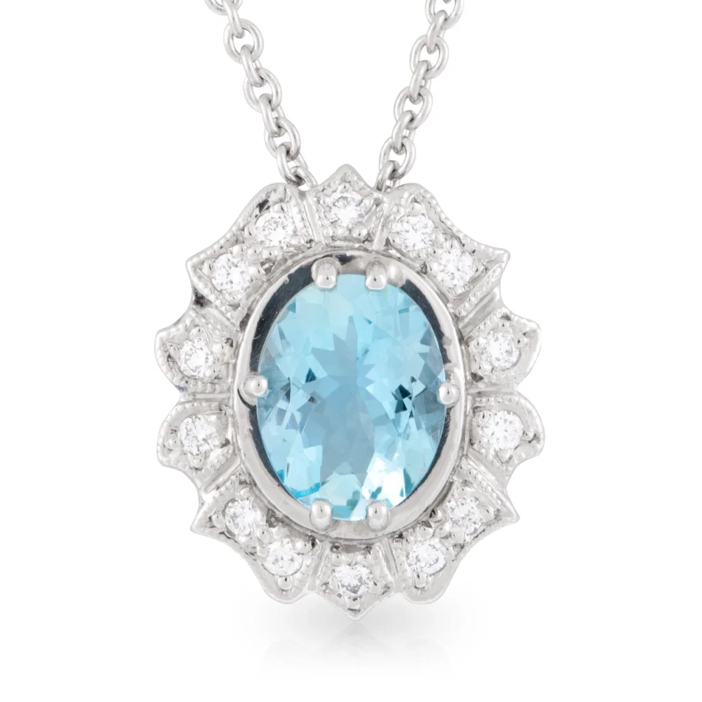 Oval Aquamarine Art Deco Pendant