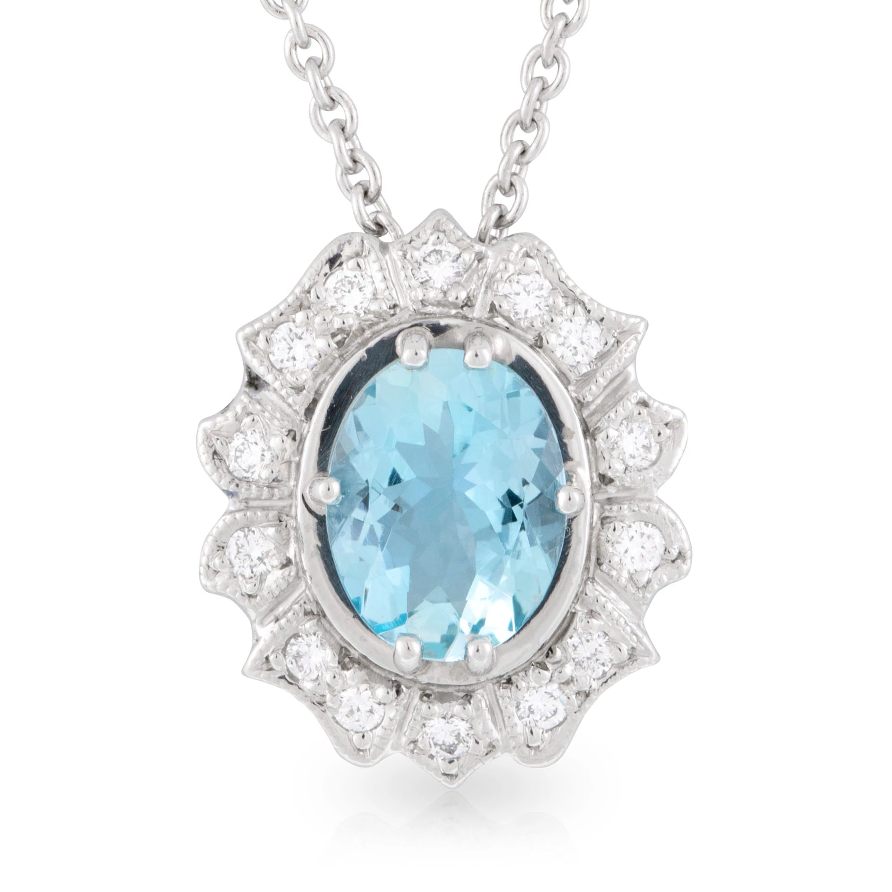 Oval Aquamarine Art Deco Pendant