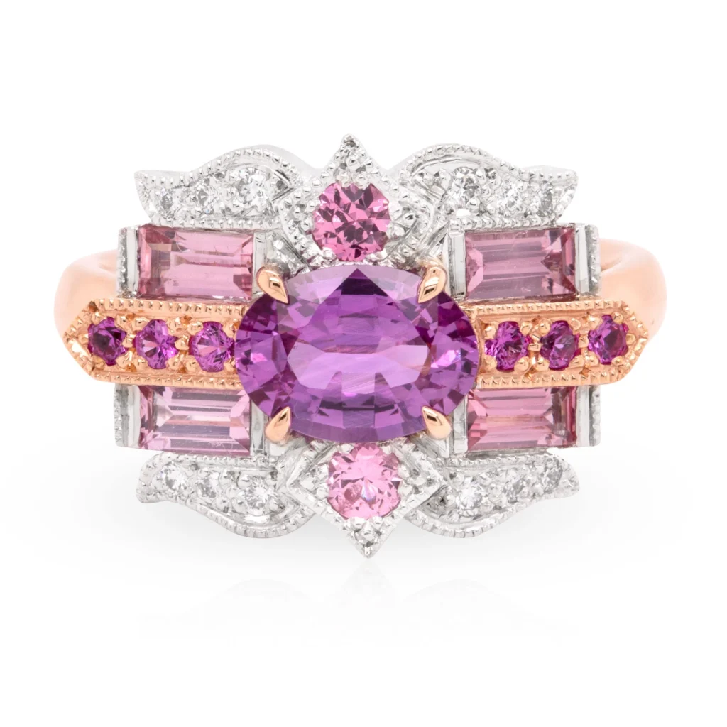 Oval Purple Pink Sunset Ring
