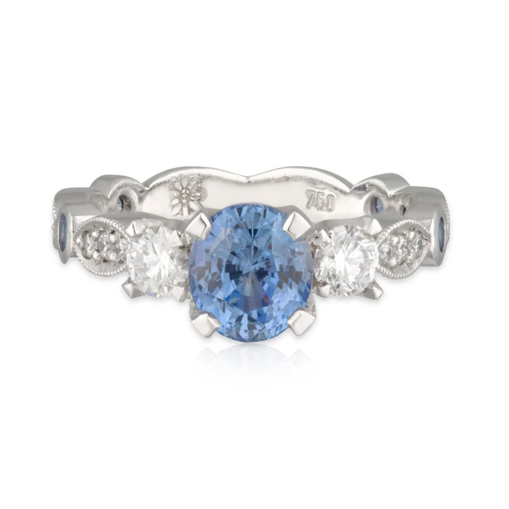 Oval Sapphire Art Deco Engagement Ring