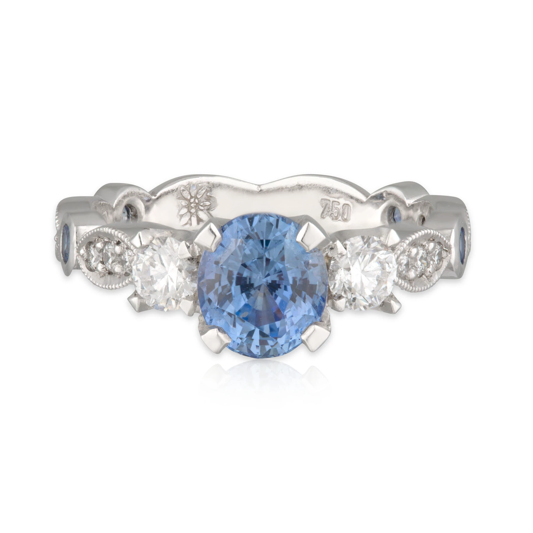 Oval Sapphire Art Deco Engagement Ring