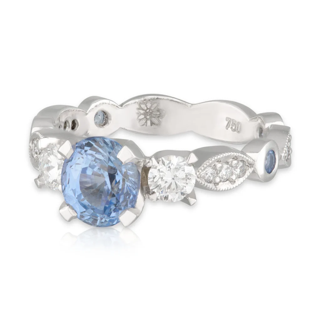 Oval Sapphire Art Deco Engagement Ring