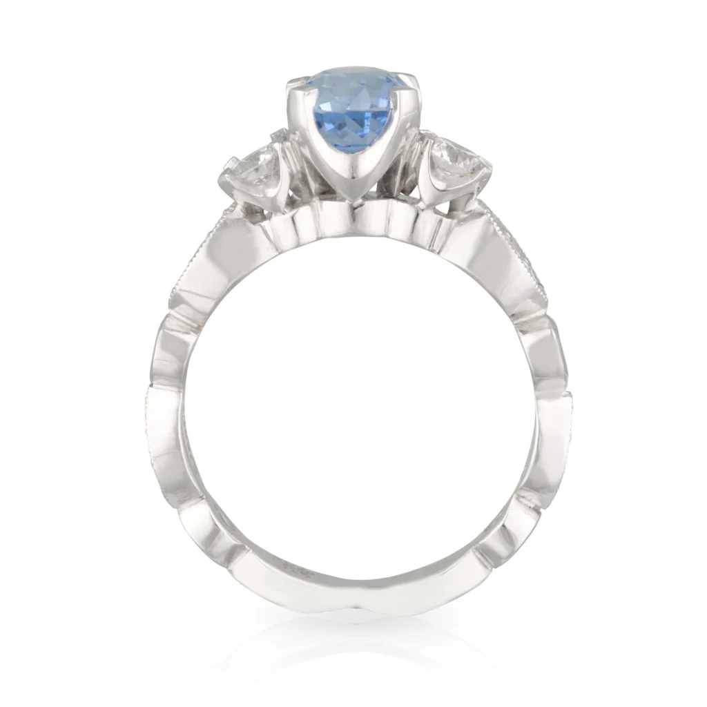 Oval Sapphire Art Deco Engagement Ring