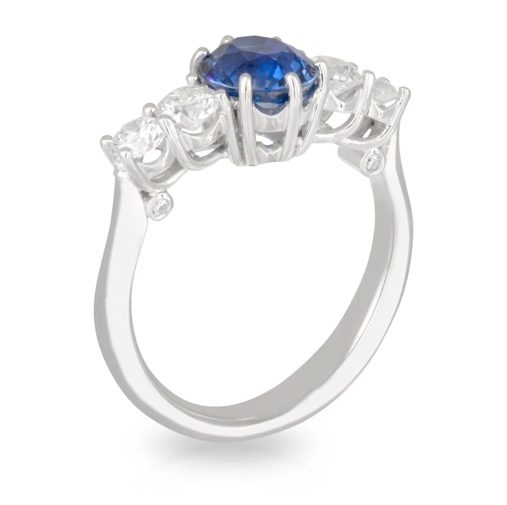 Oval Sapphire and Diamond 5 stone Ring