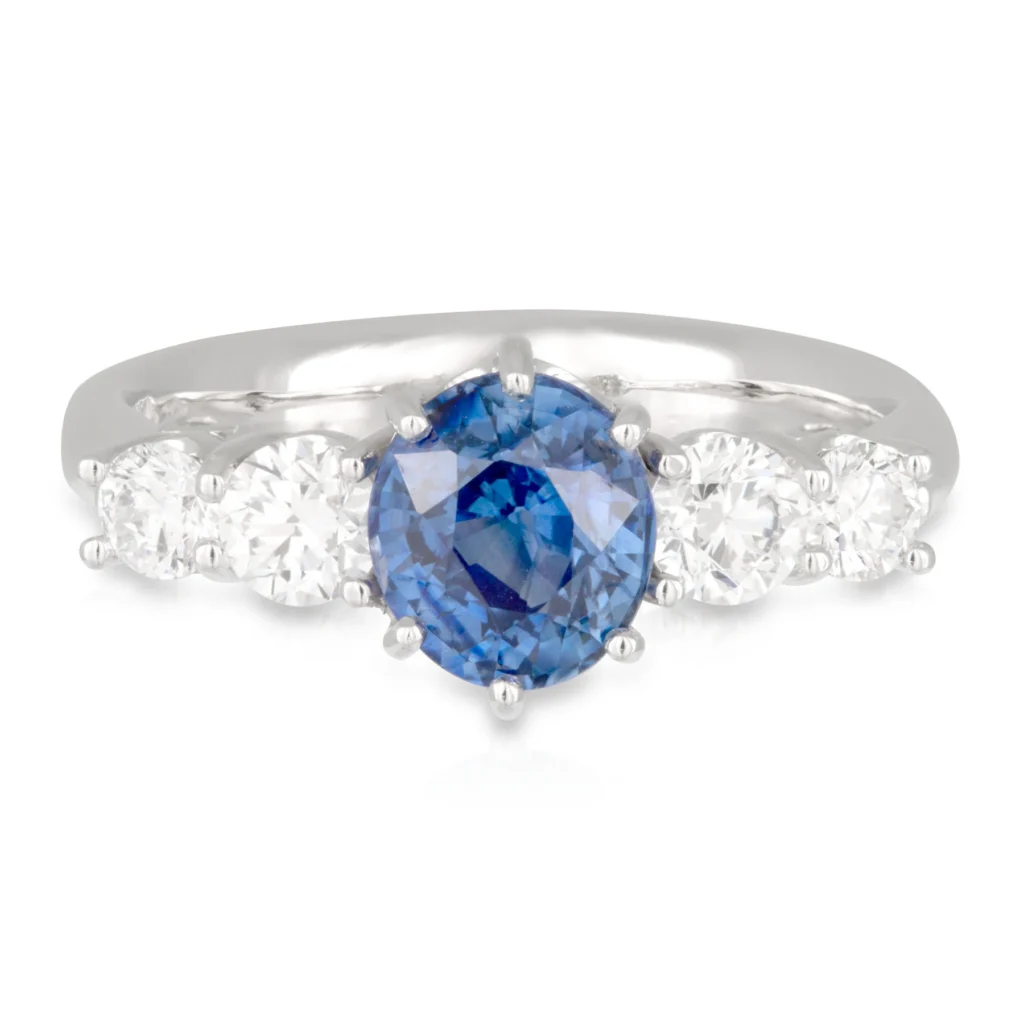 Oval Sapphire and Diamond 5 stone Ring