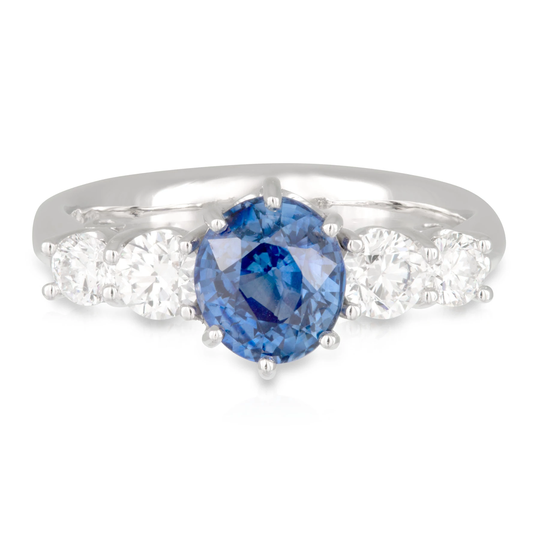 Oval Sapphire and Diamond 5 stone Ring
