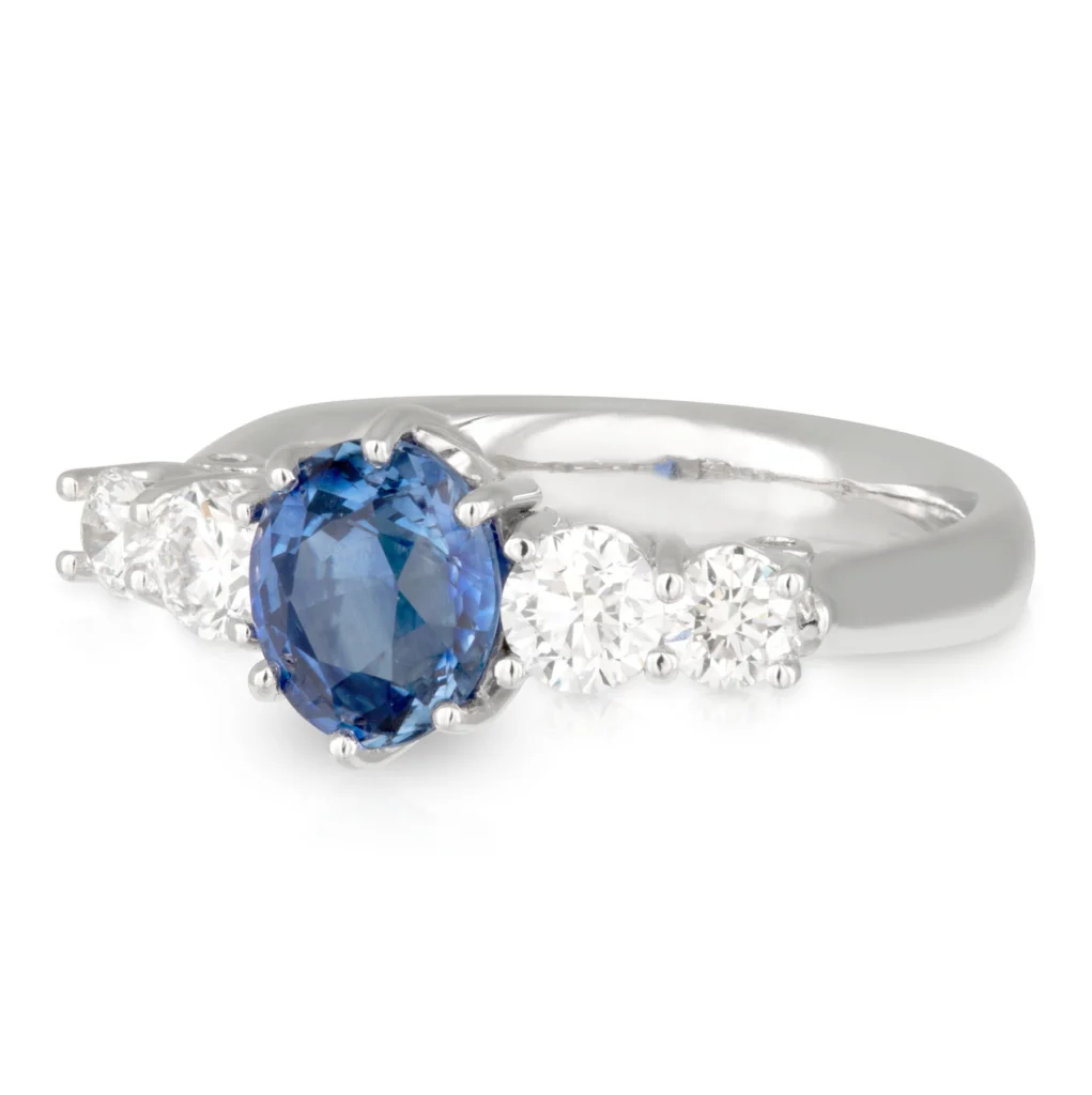 Oval Sapphire and Diamond 5 stone Ring