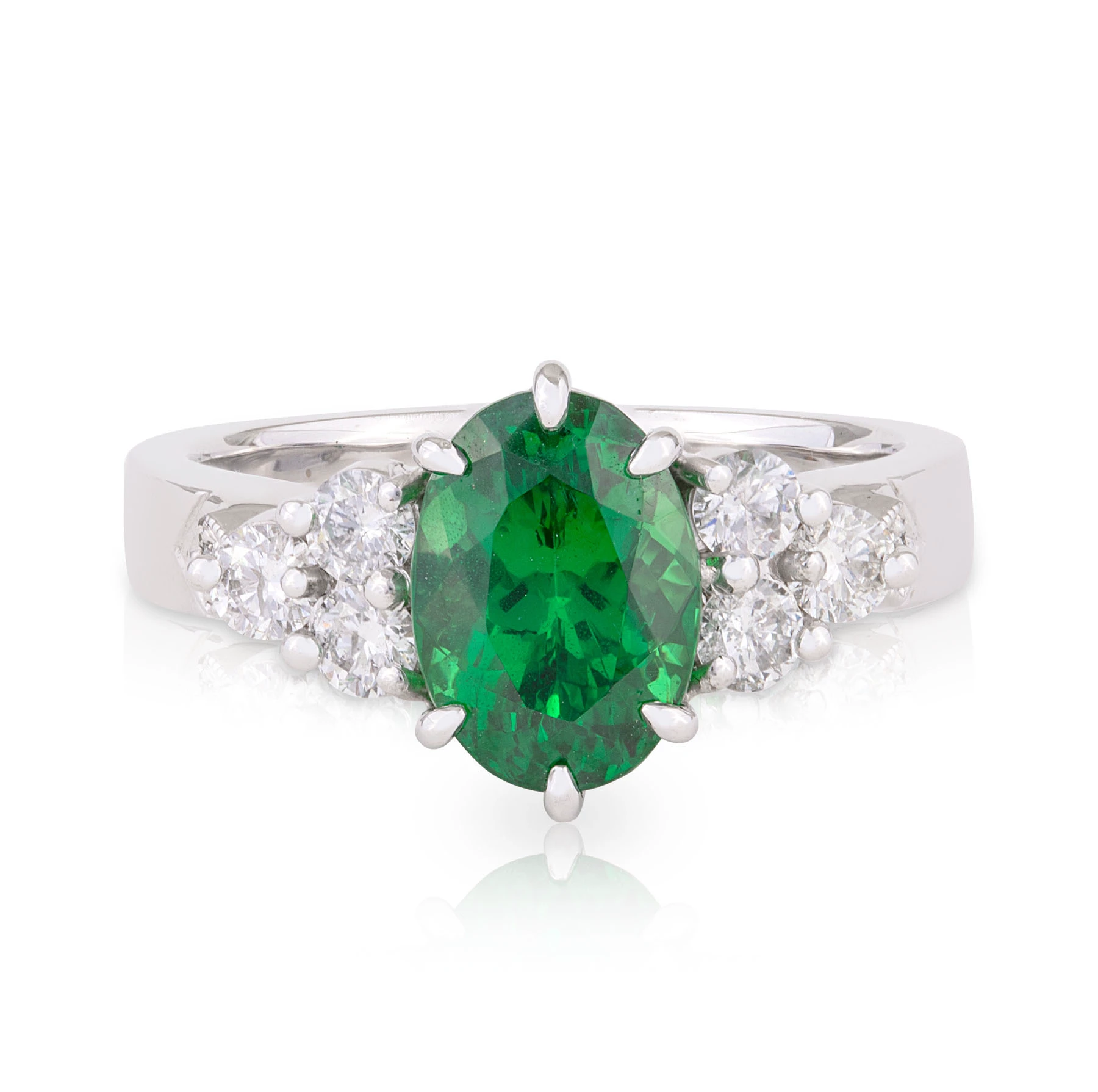Oval Tsavorite Garnet and Diamond Ring