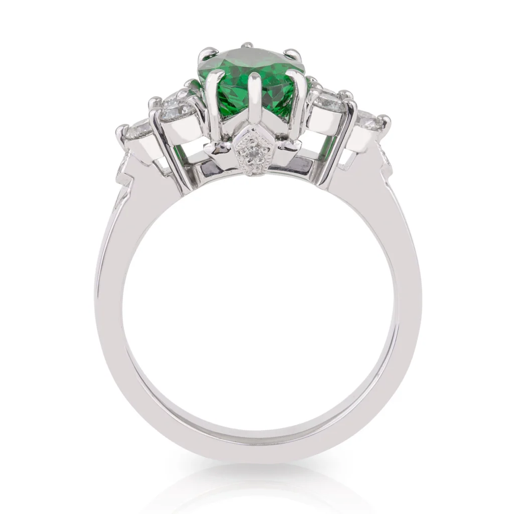 Oval Tsavorite Garnet and Diamond Ring