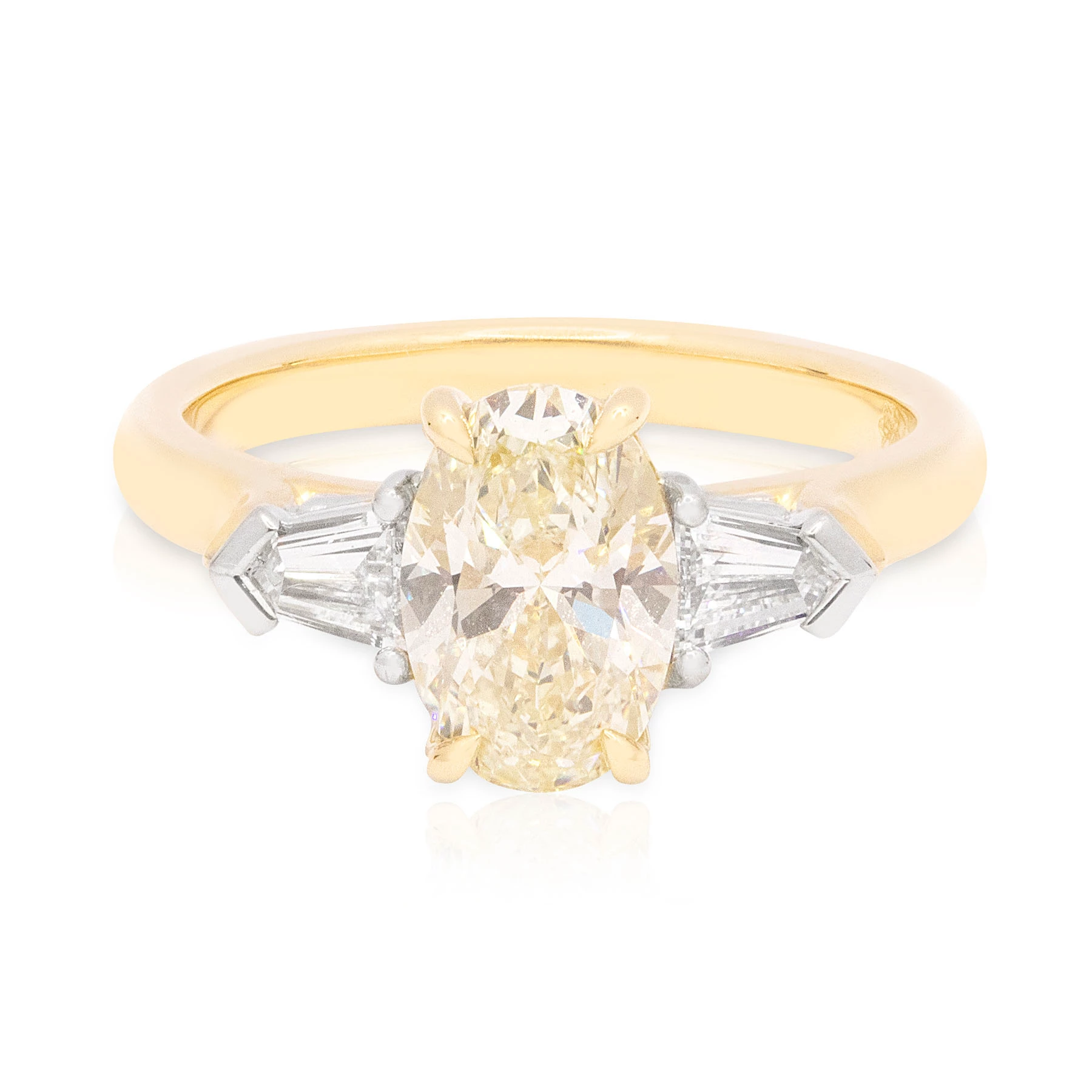 Oval and Bullet Diamond Trilogy Engagement Ring