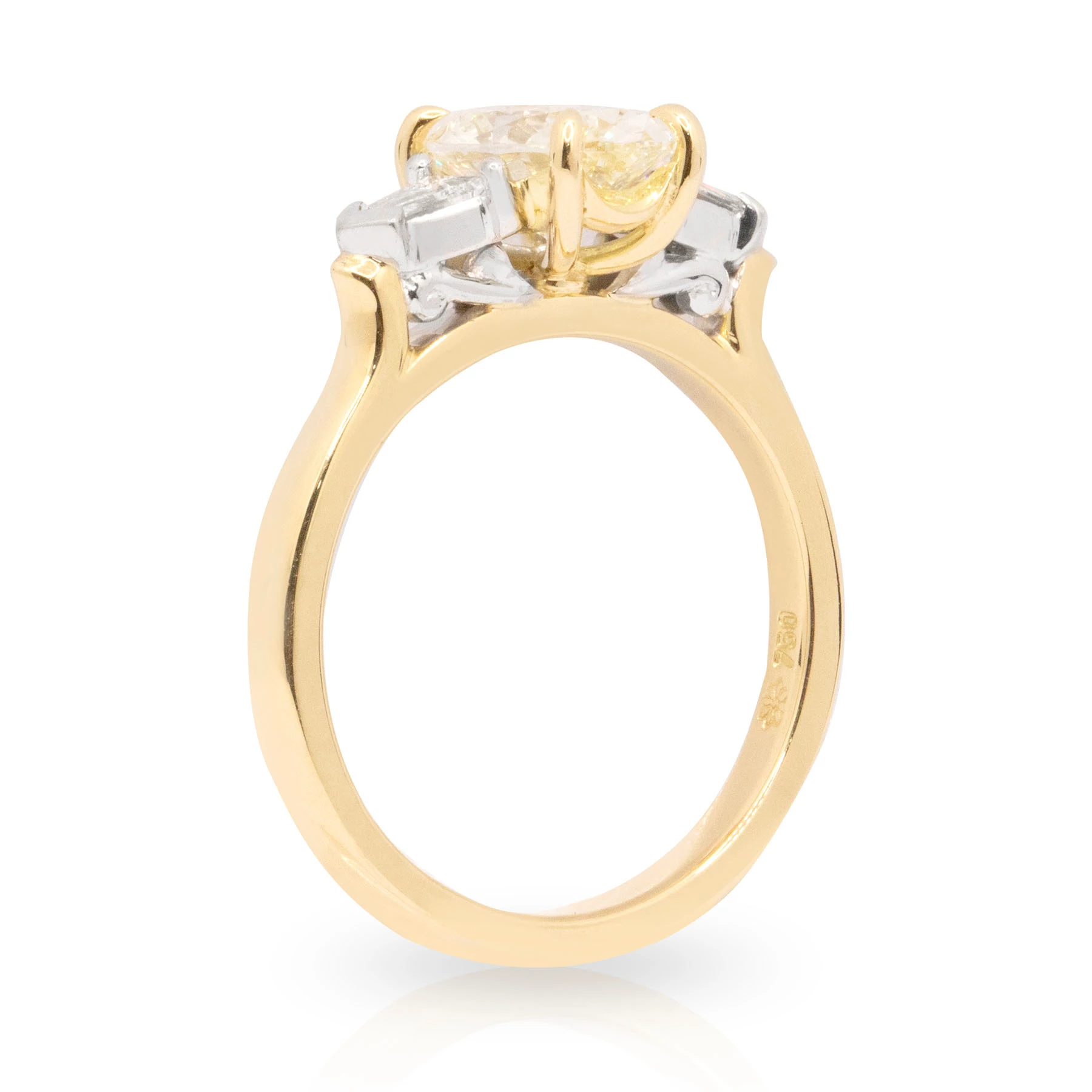 Oval and Bullet Diamond Trilogy Engagement Ring