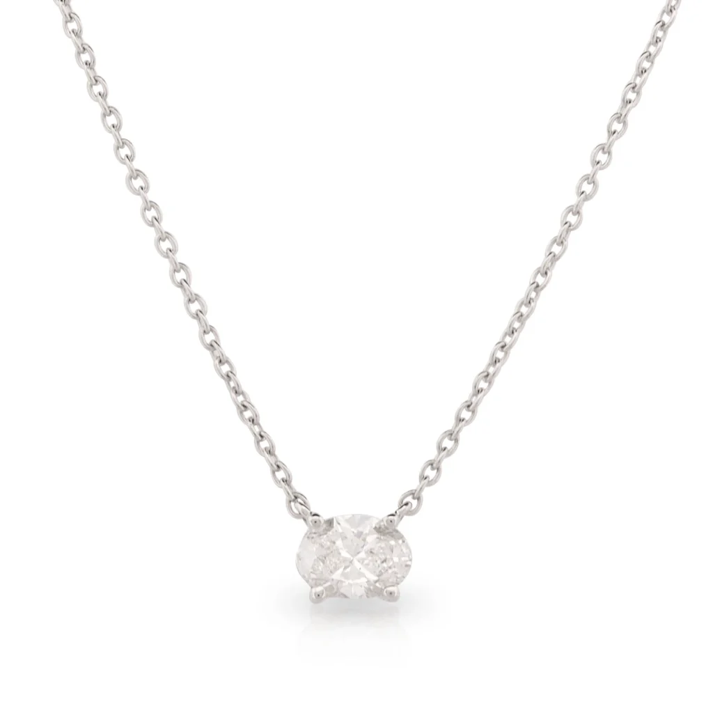 Solitaire 4 Claw Oval Diamond Pendant