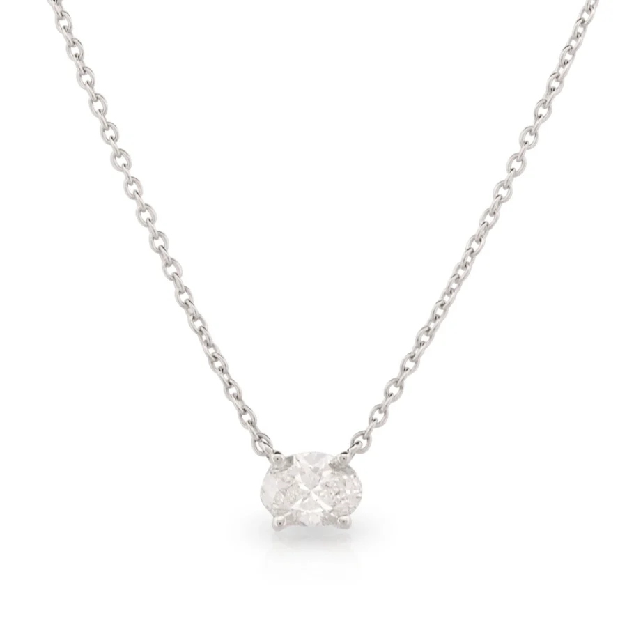 Solitaire 4 Claw Oval Diamond Pendant