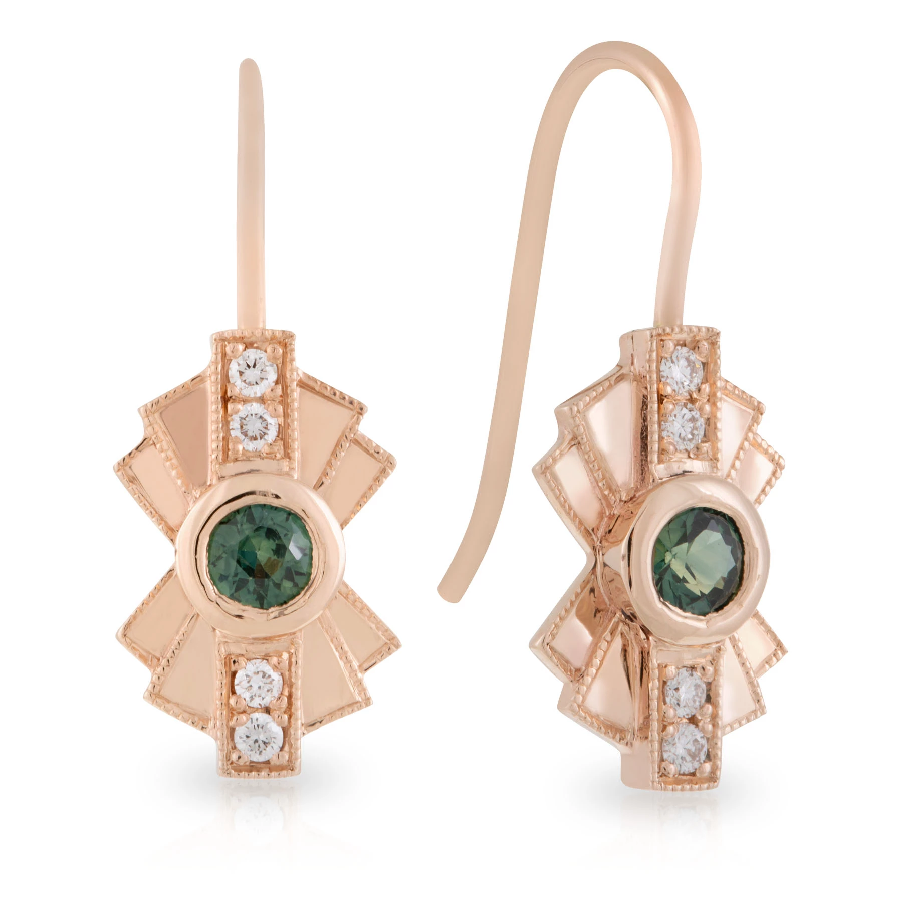 Parti Sapphire Art Deco Drop Earrings