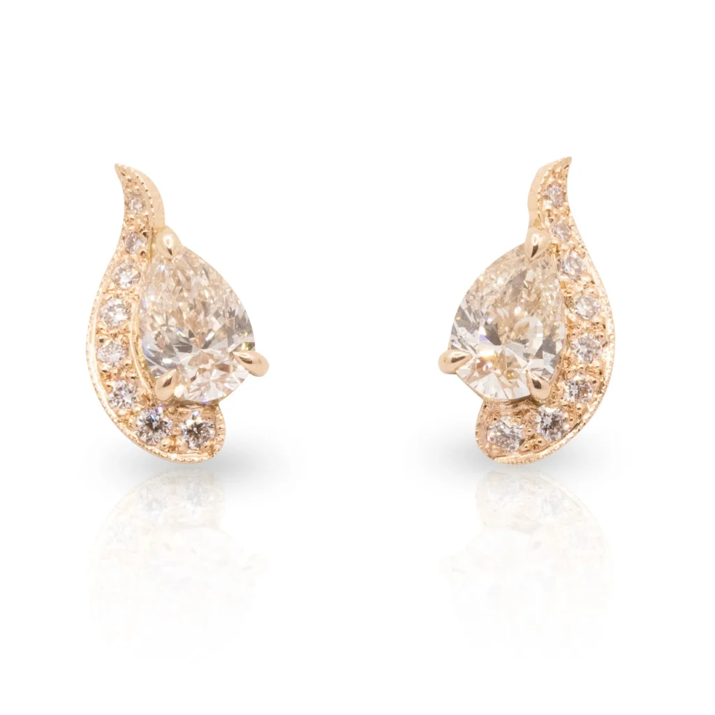 Pear Cognac Diamond Studs