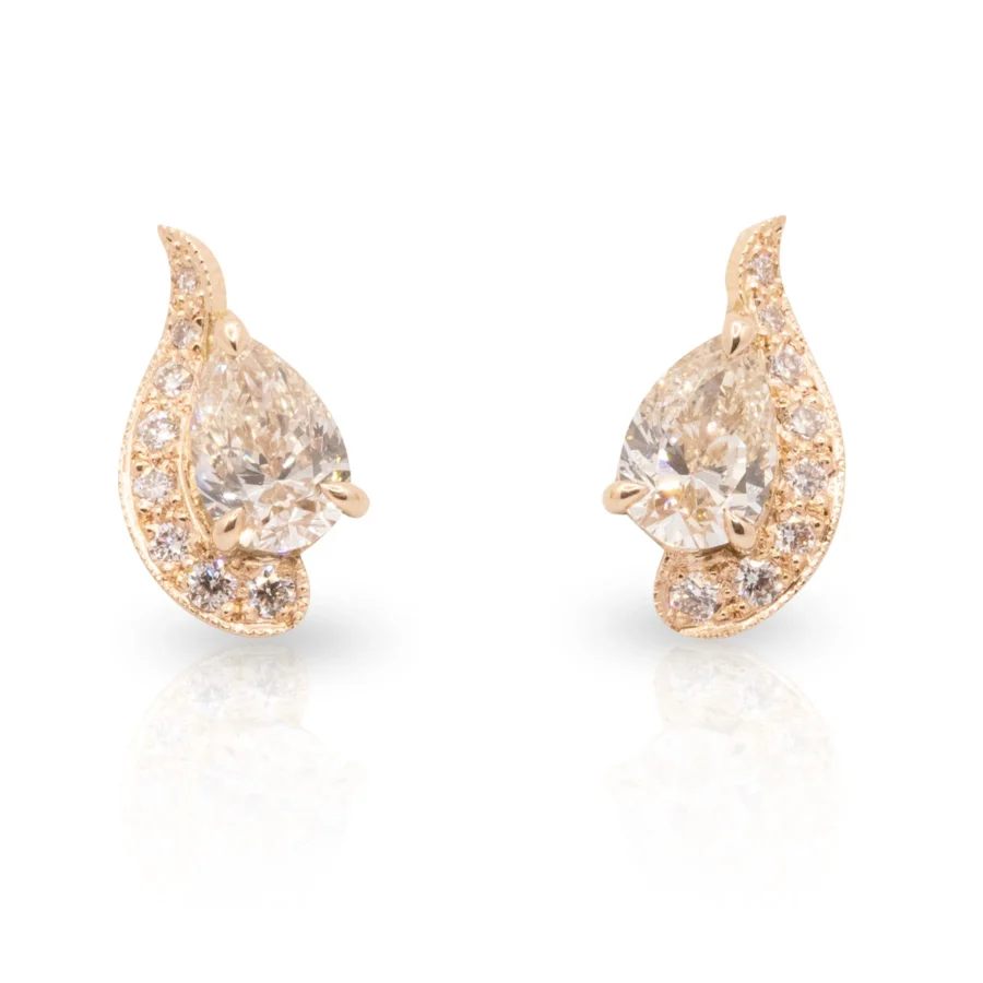 Pear Cognac Diamond Studs