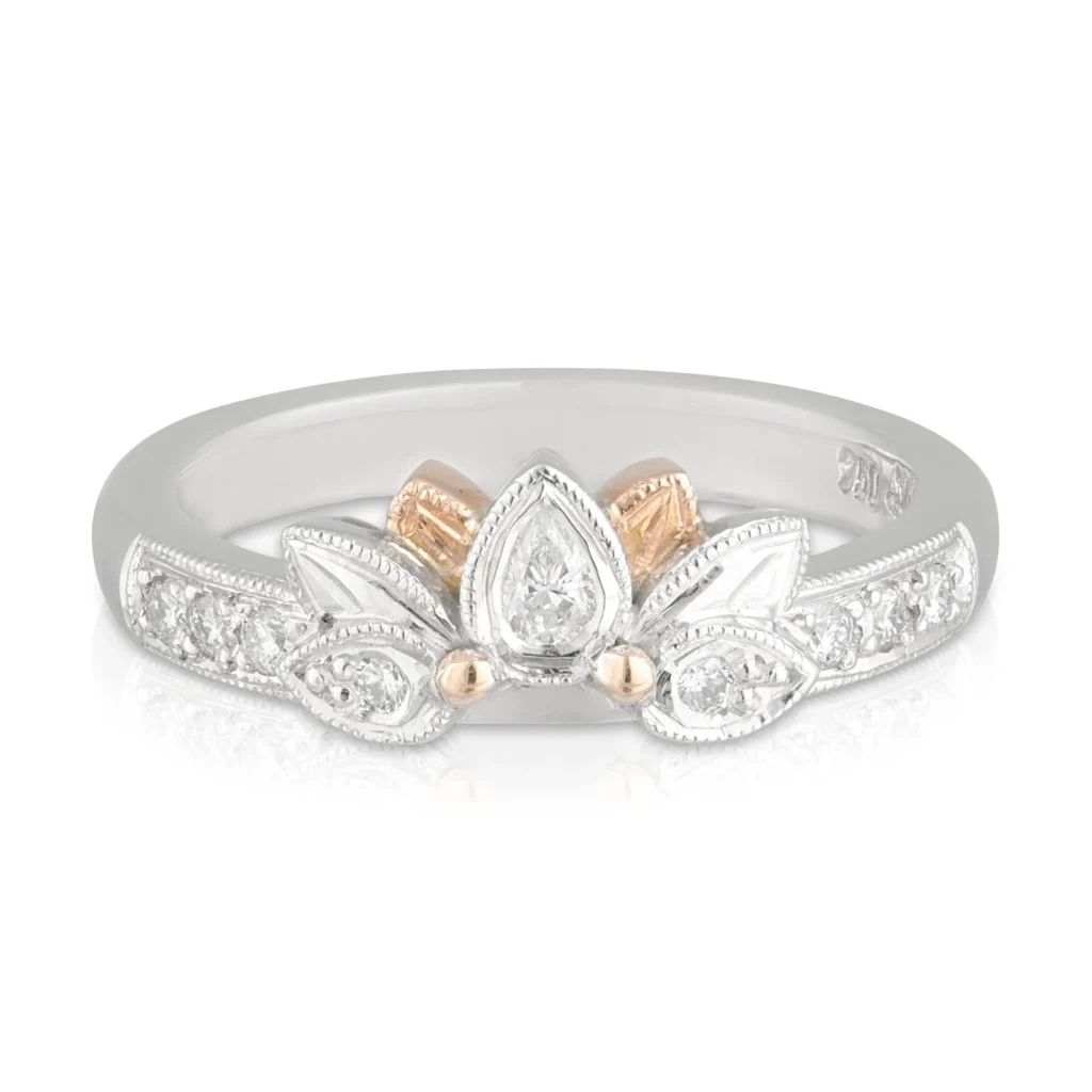 Pear Diamond Leaf Tiara Wedding Band