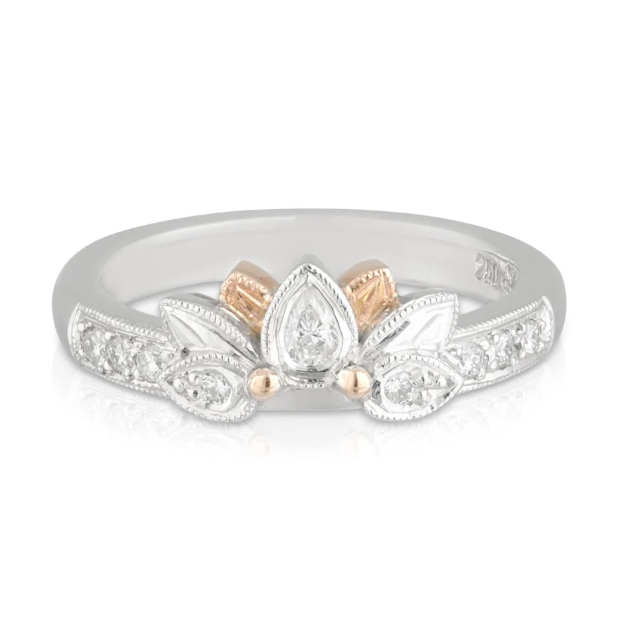 Pear Diamond Leaf Tiara Wedding Band