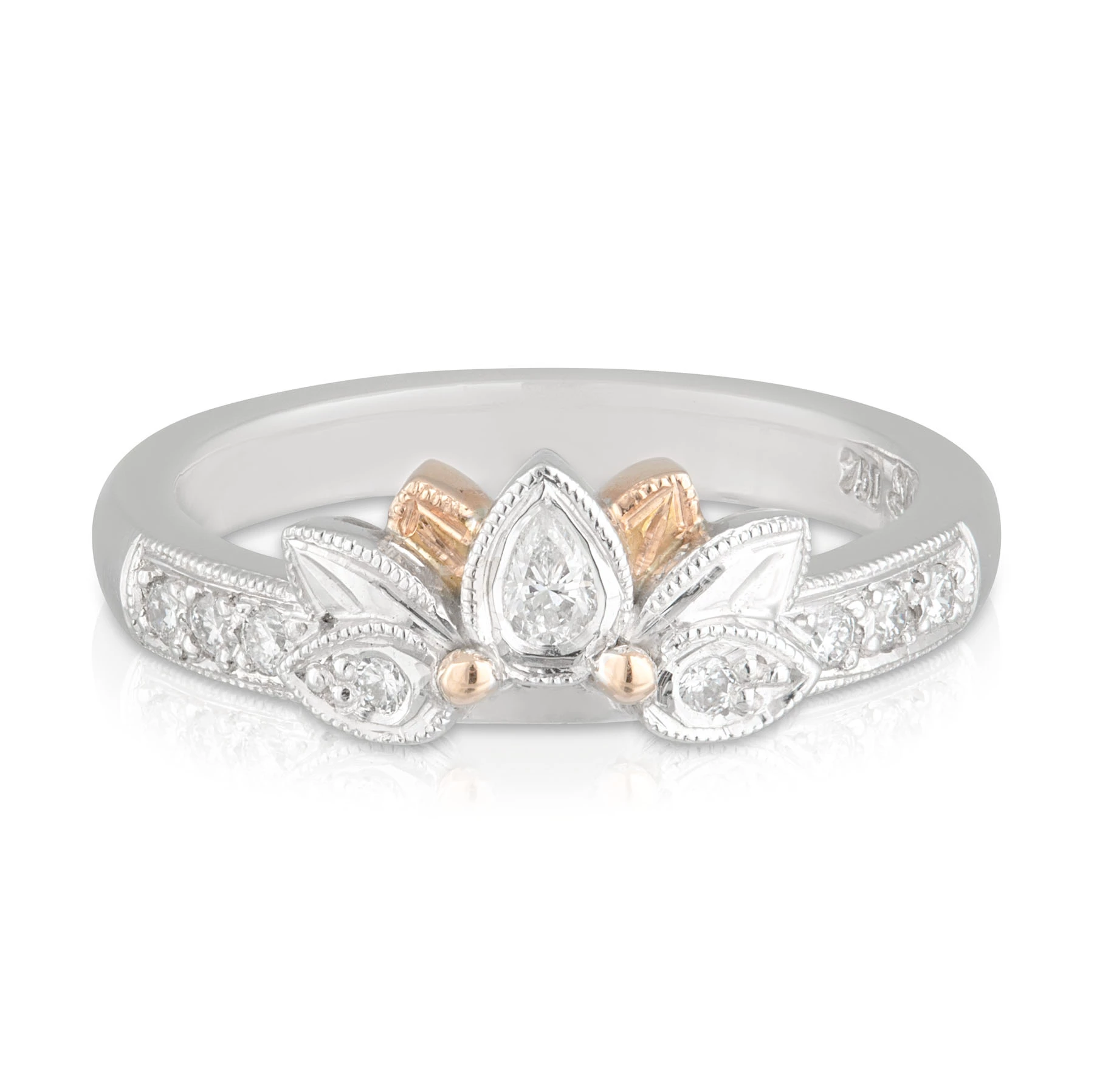 Pear Diamond Leaf Tiara Wedding Band