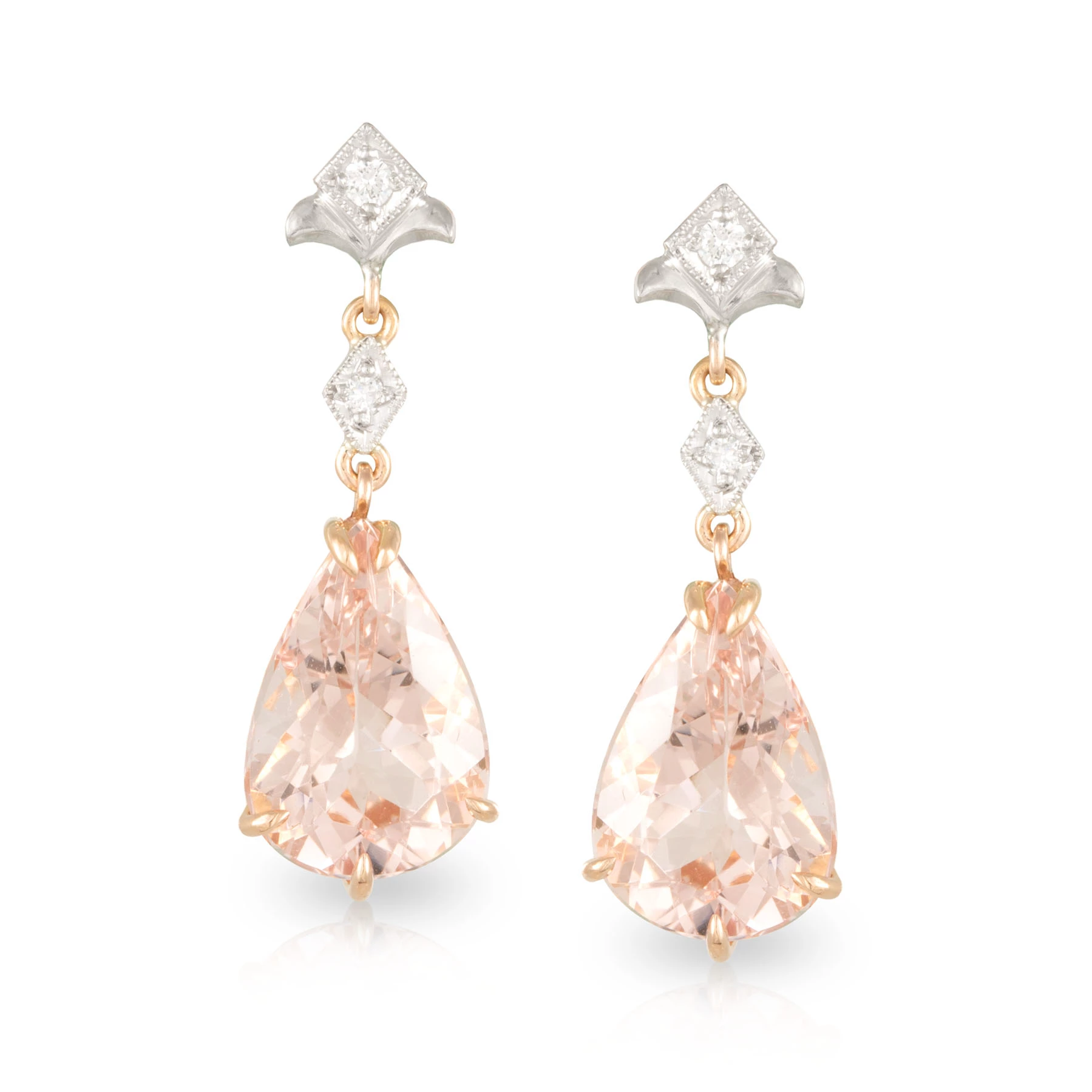 Pear Morganite and Diamond Deco Drops