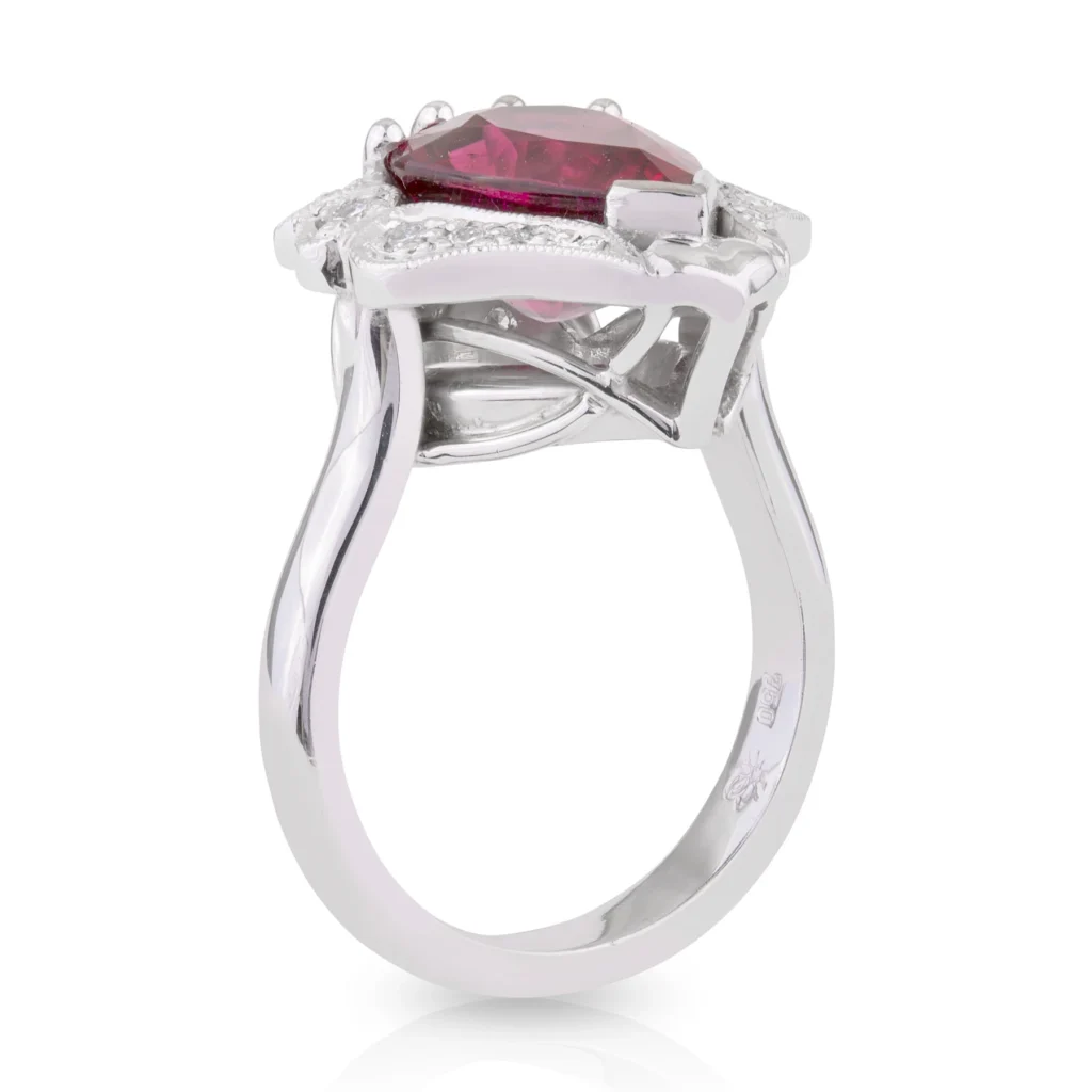 Pear Rubellite and Diamond Dress Ring