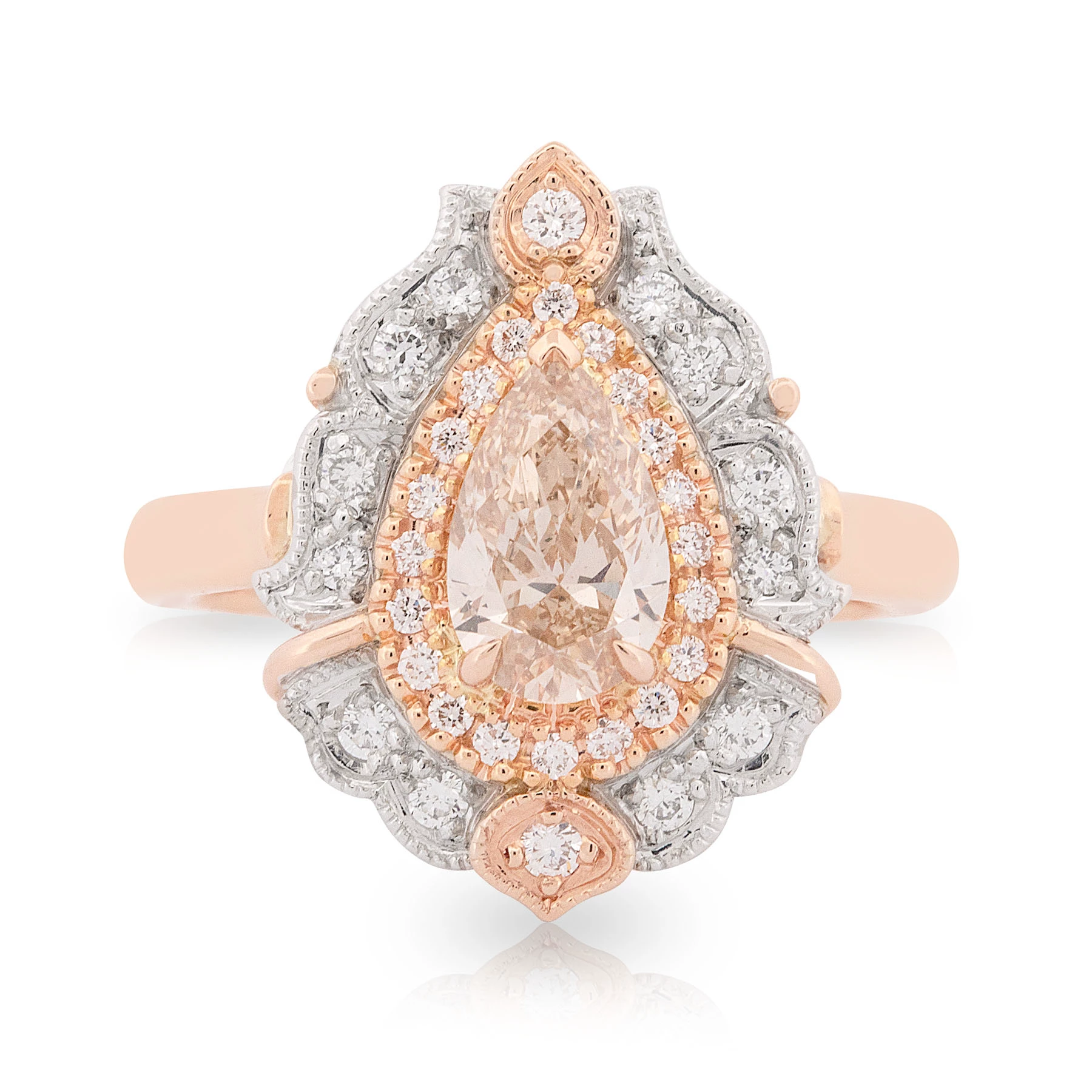Pear Cognac Art Deco Diamond Engagement Ring