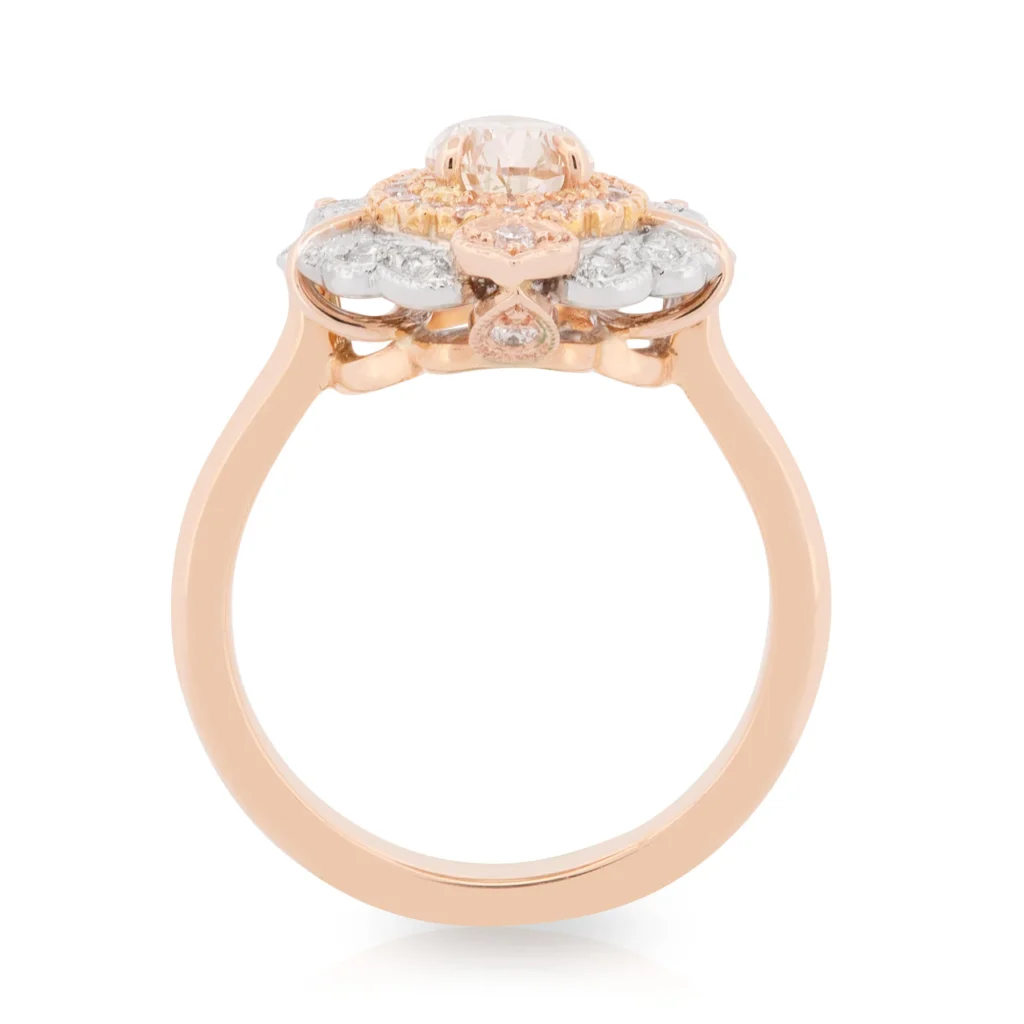 Pear Cognac Art Deco Diamond Engagement Ring