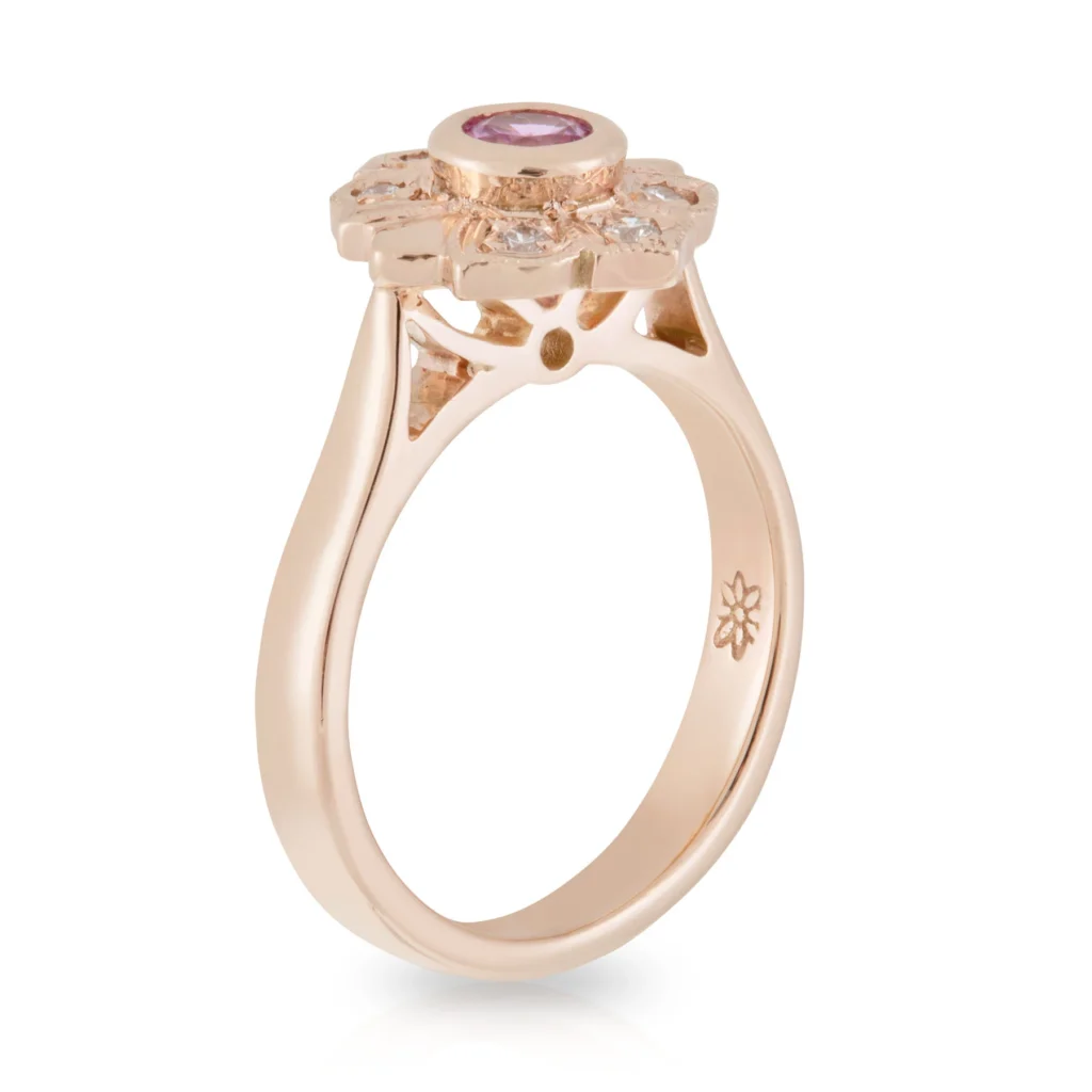 Pink Sapphire Flower Ring