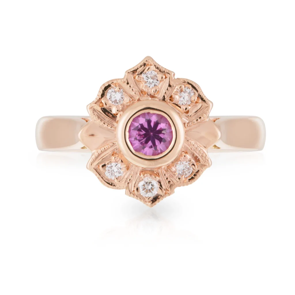 Pink Sapphire Flower Ring
