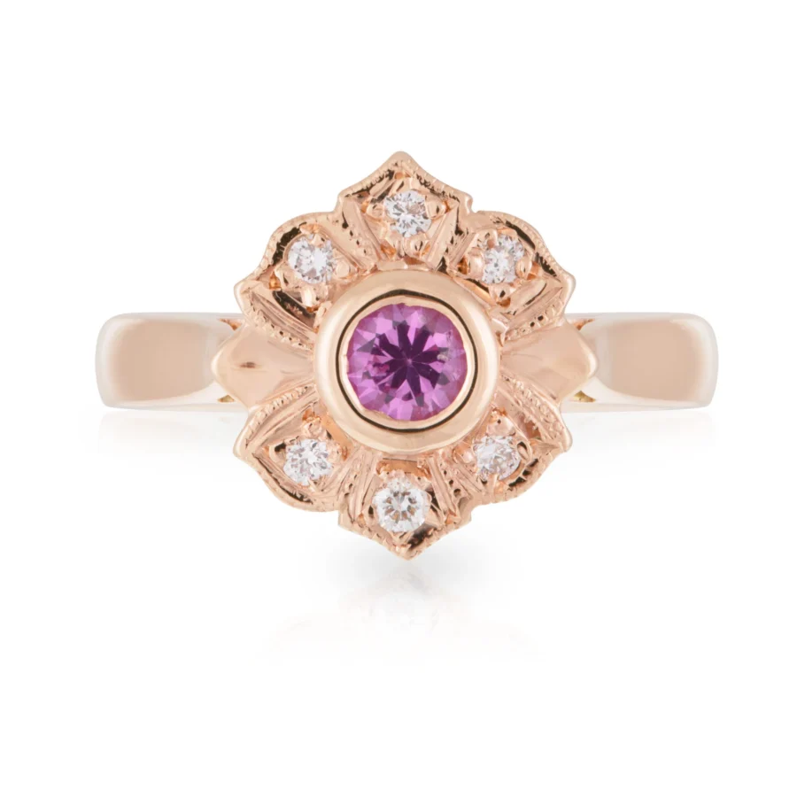 Pink Sapphire Flower Ring