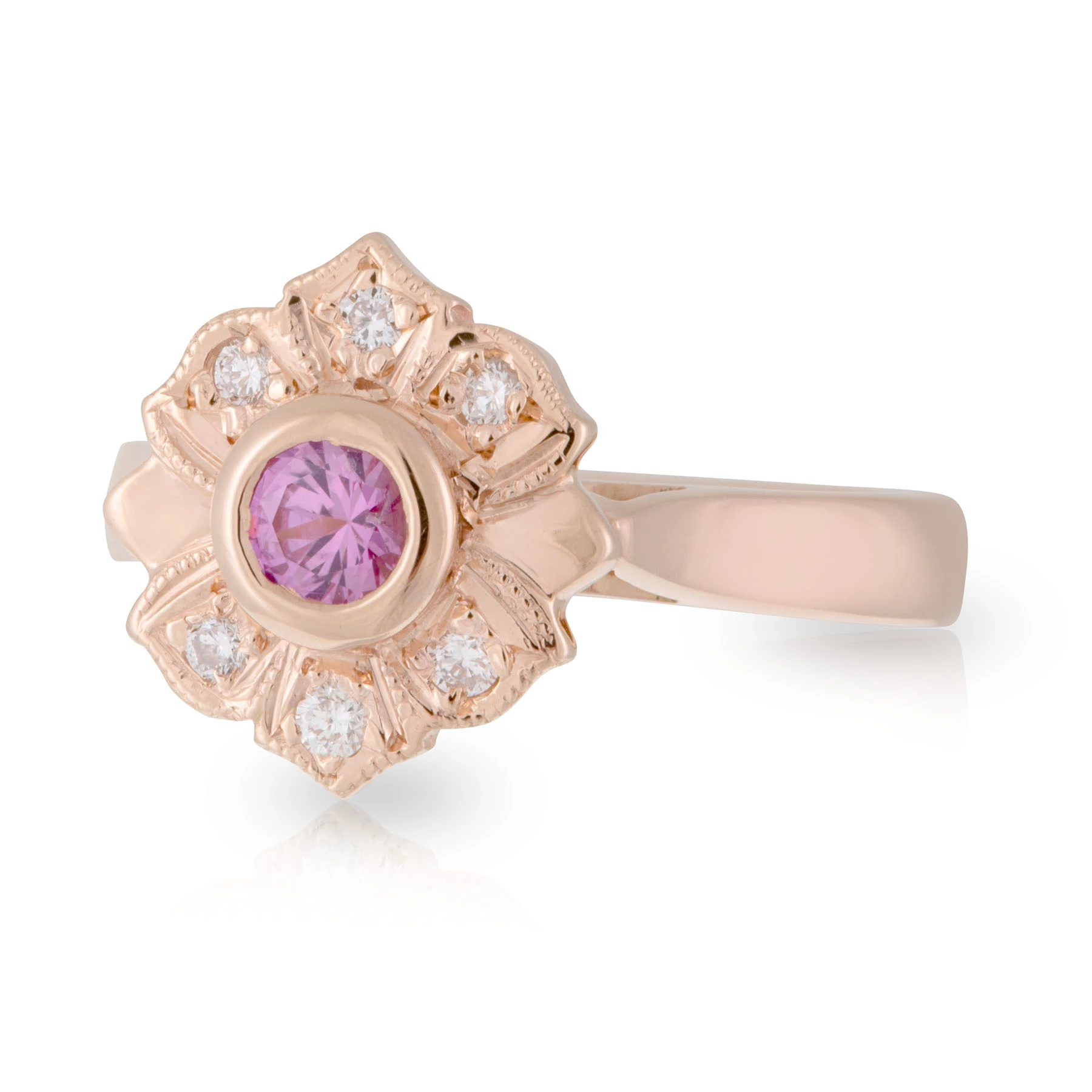 Pink Sapphire Flower Ring