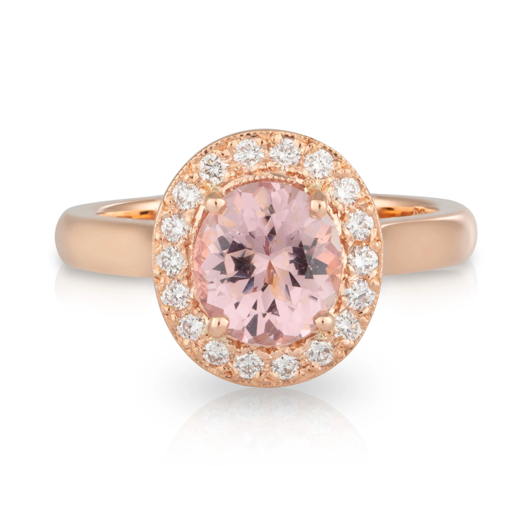 Pink Spinel Diamond Halo Engagement Ring