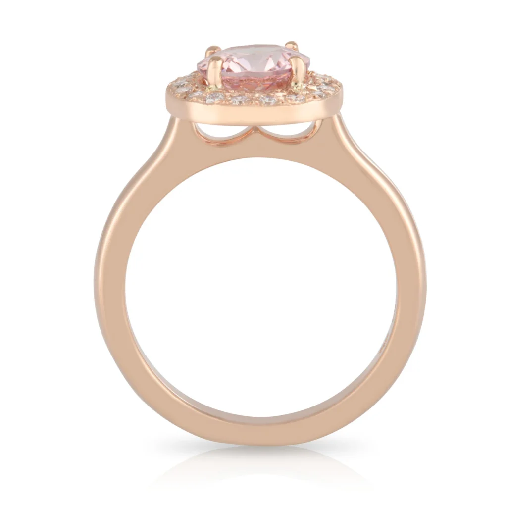 Pink Spinel Diamond Halo Engagement Ring