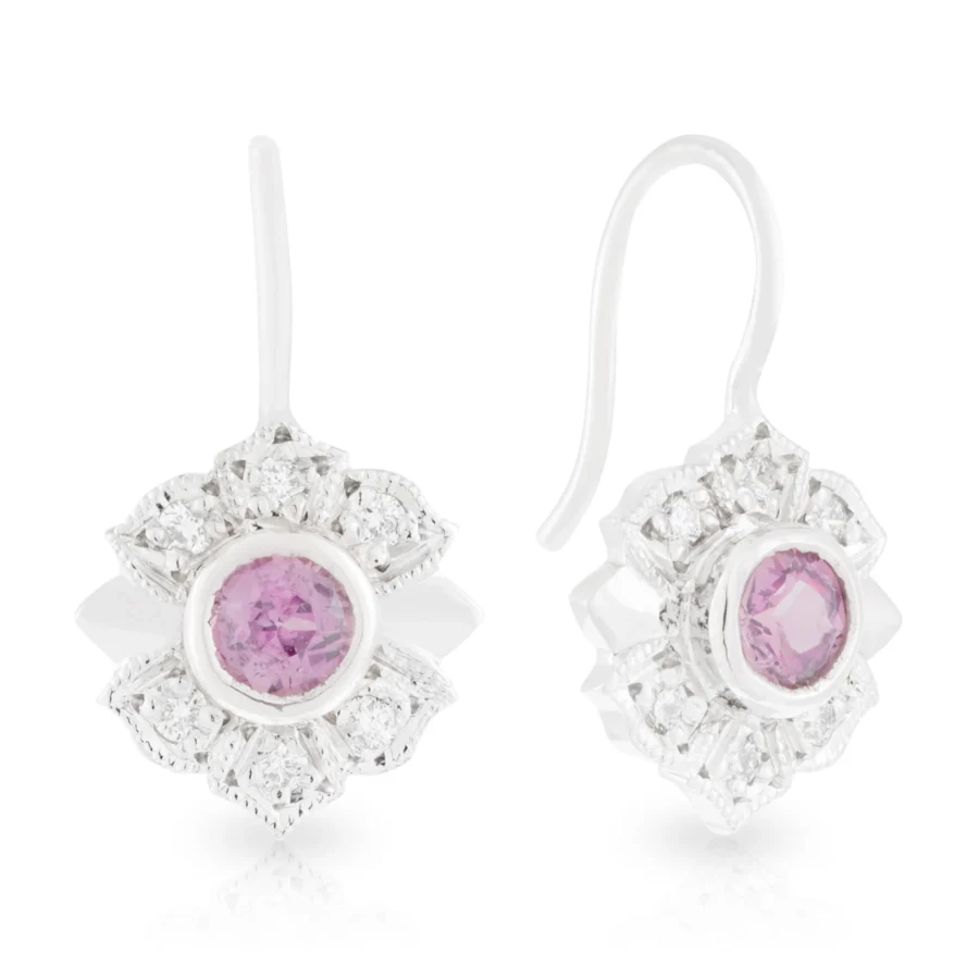 Purple Spinel and Diamond Drop Earrings
