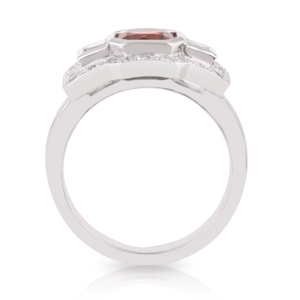 Red Spinel Diamond Trilogy Ring