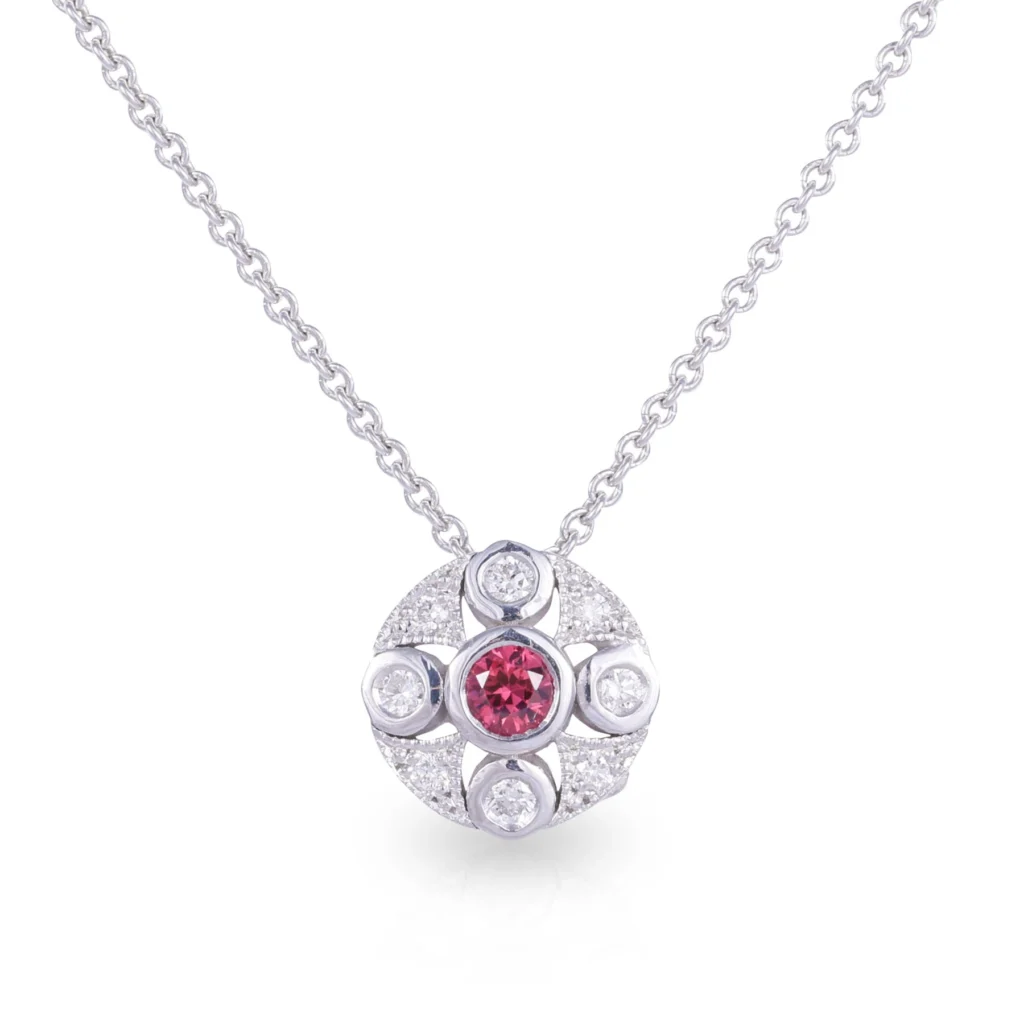 Red Spinel and Diamond Pendant