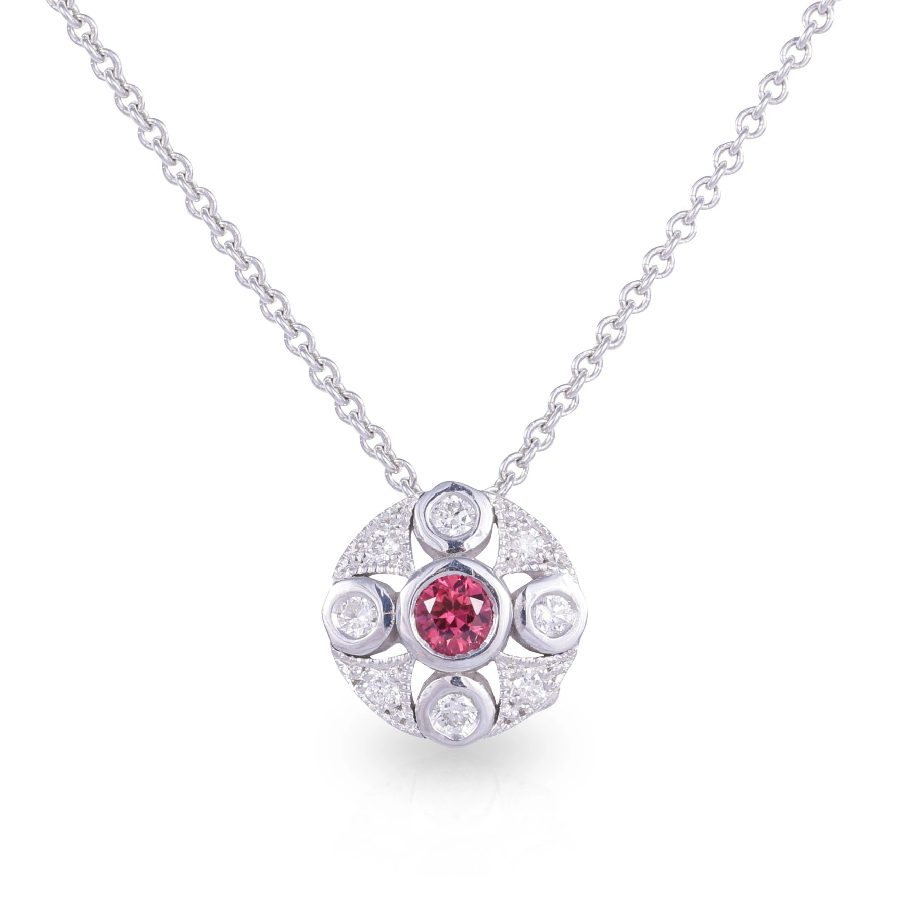 Red Spinel and Diamond Pendant