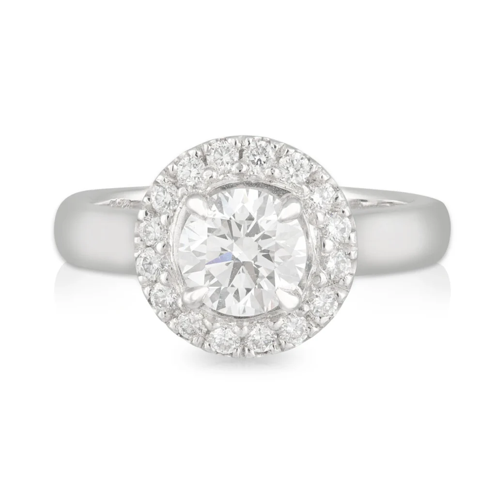 Round 4 Claw Diamond Halo Engagement Ring