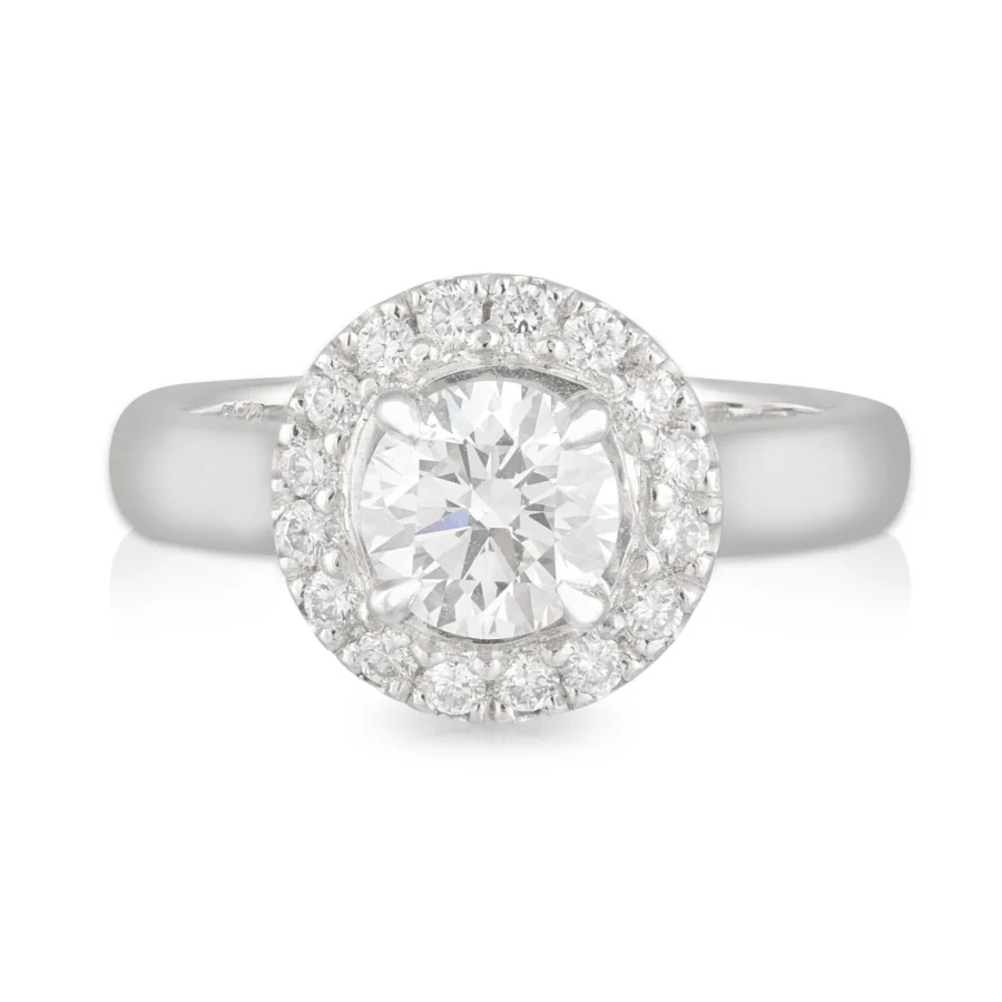 Round 4 Claw Diamond Halo Engagement Ring