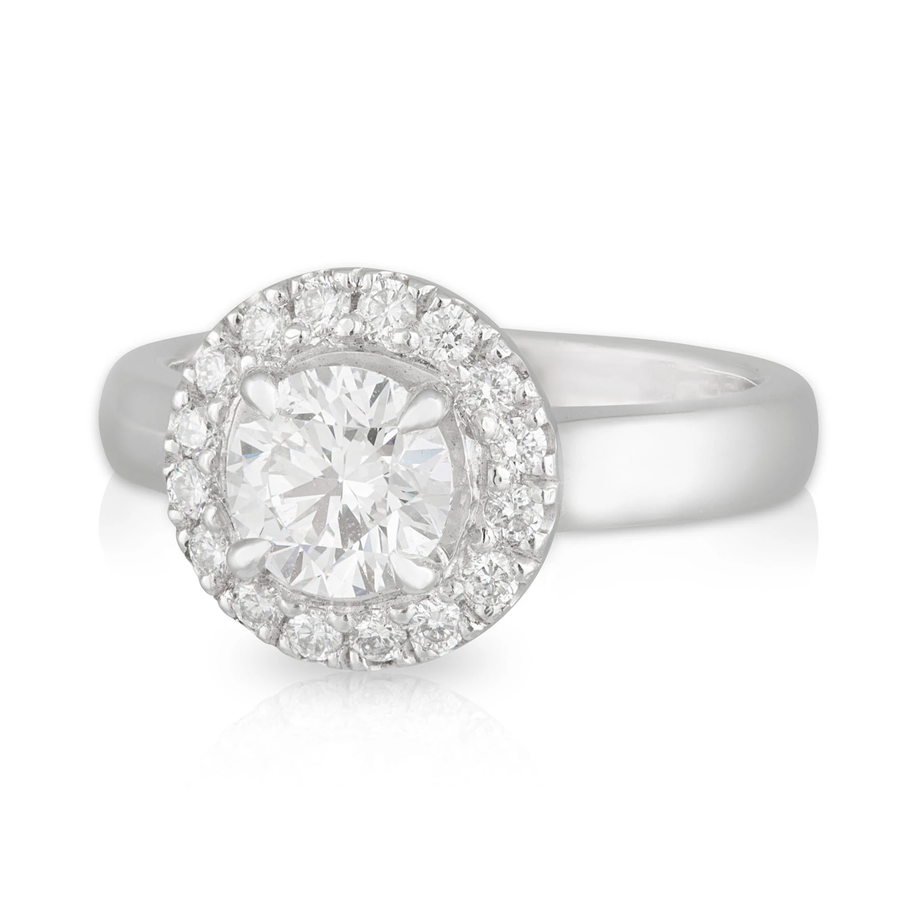 Round 4 Claw Diamond Halo Engagement Ring
