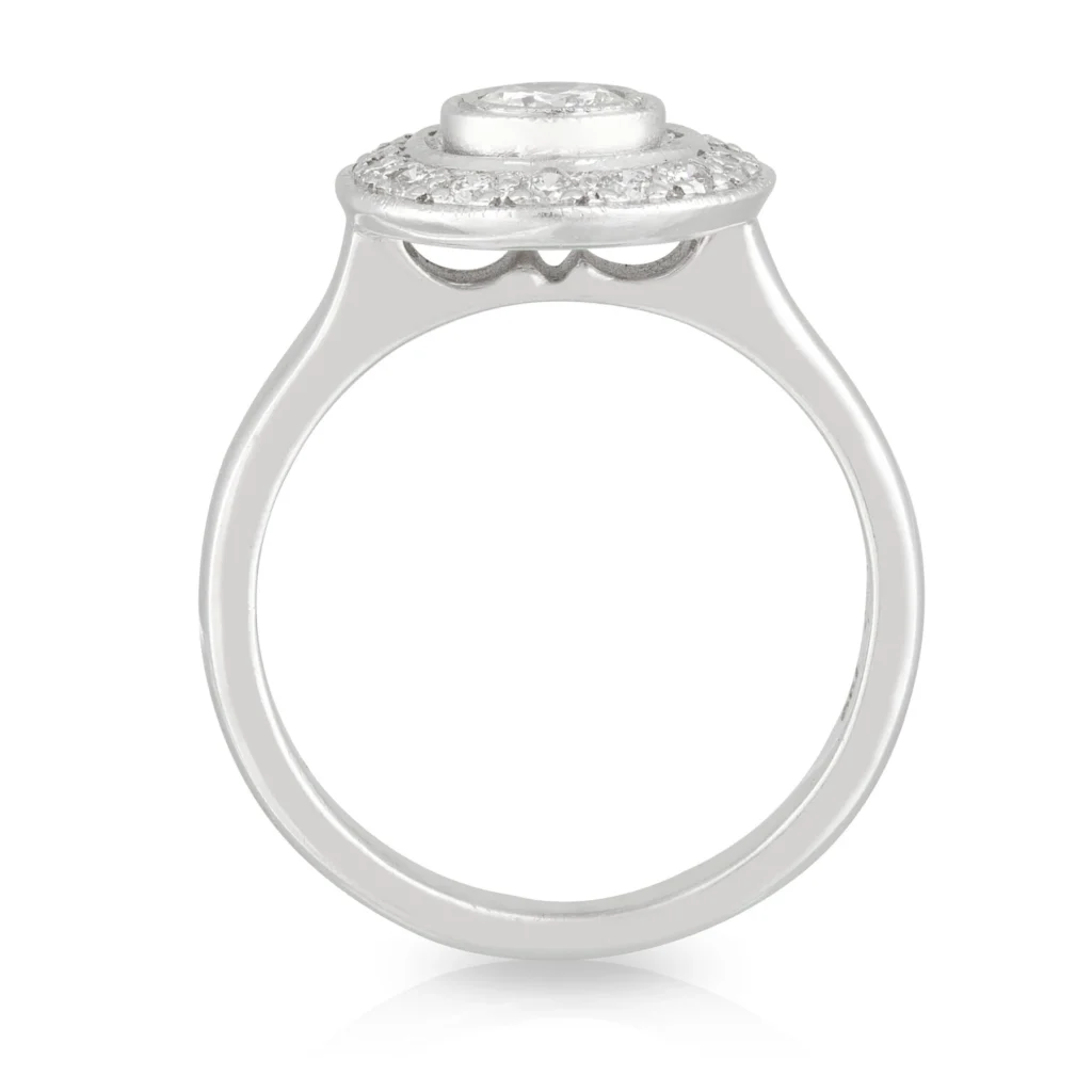 Round Bezel Diamond Halo Engagement Ring