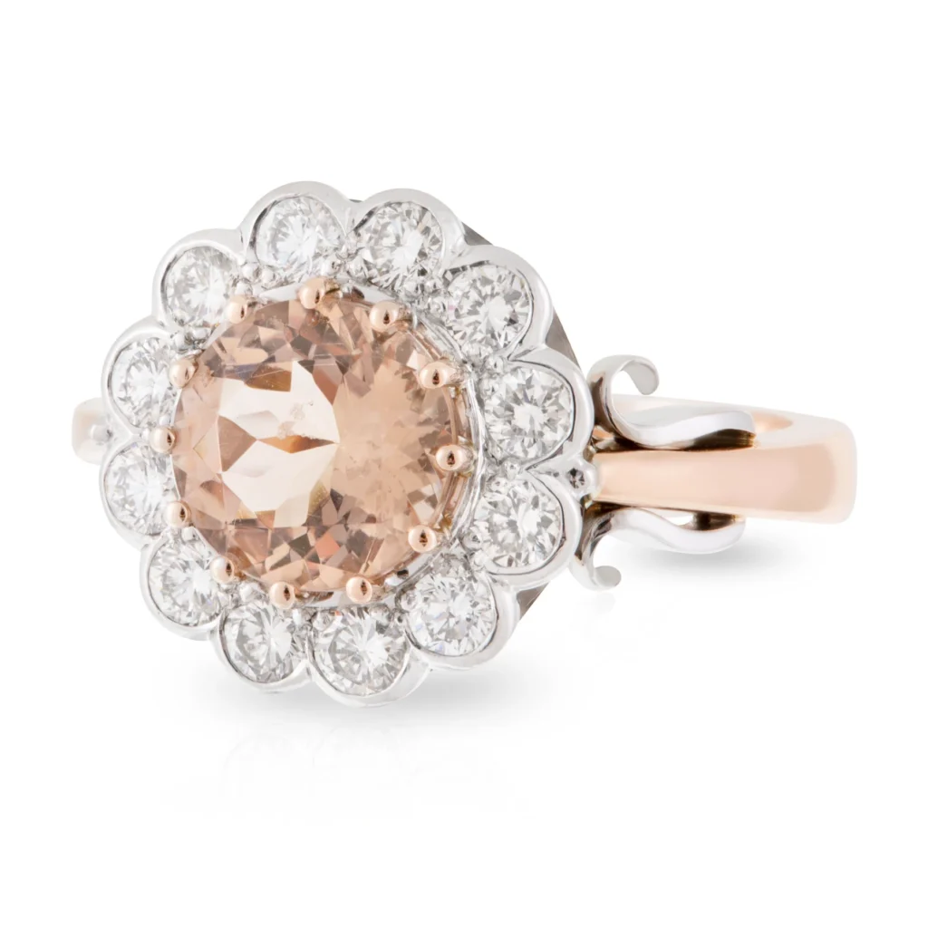 Round Morganite Daisy Ring Left